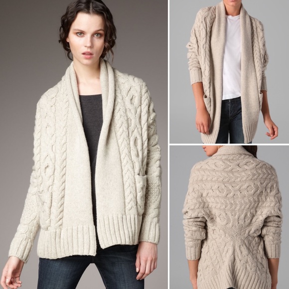 vince open cable cardigan